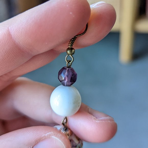 Handmade Round Bead Dangle Drop Earrings Set - Picture 4 of 6